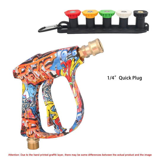 4350PSI High Pressure Water Lance with Graffiti Design - 1L Foam Cannon & 1/4" Quick Connect - for Karcher K Series - SHINE SHOP