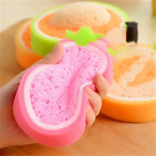 4 Pcs Fruit Shaped Sponges Bath Loofah Shower Body Wash