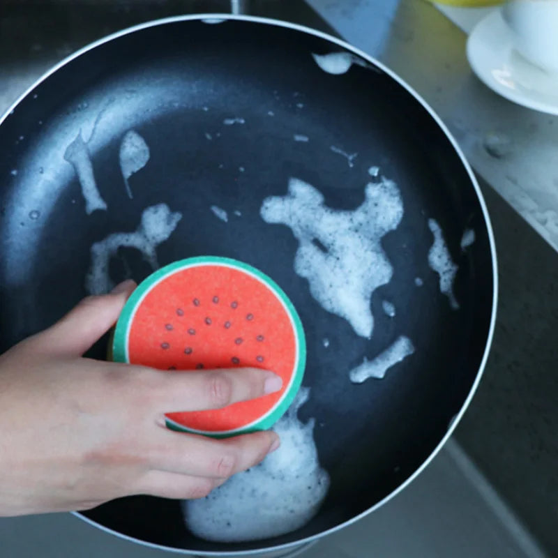 4pcs Kitchen Sponge Fruit Slice Design, Non-Woven, Reusable for Home