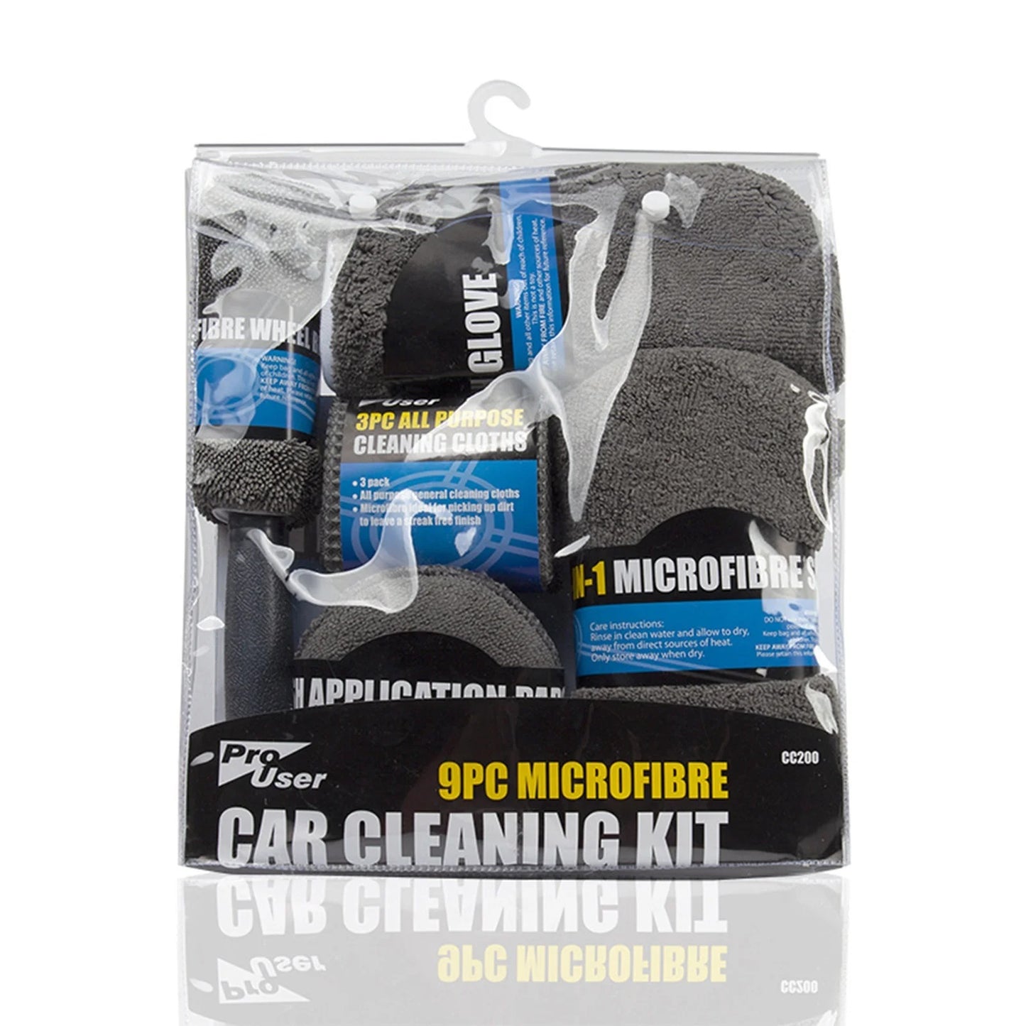 9-Piece Microfiber Car Wash Media Kit - Car Detailing Tools Set with Tire Brush, Wash Sponge, Microfiber Mitt
