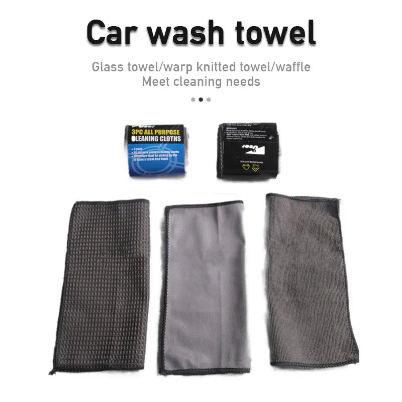9-Piece Microfiber Car Wash Media Kit - Car Detailing Tools Set with Tire Brush, Wash Sponge, Microfiber Mitt