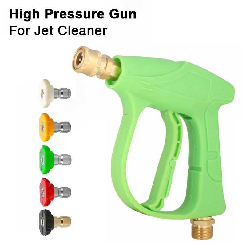 Green 1/4" Quick Connect Pressure Washer Gun - M22-14 Thread with Nozzles
