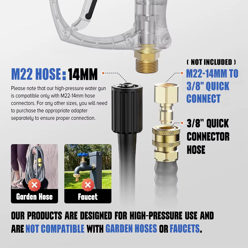 Crystal Blue Stainless Steel Pro Shorty 360° Swivel Pressure Washer Sprayer & Foam Cannon Combo