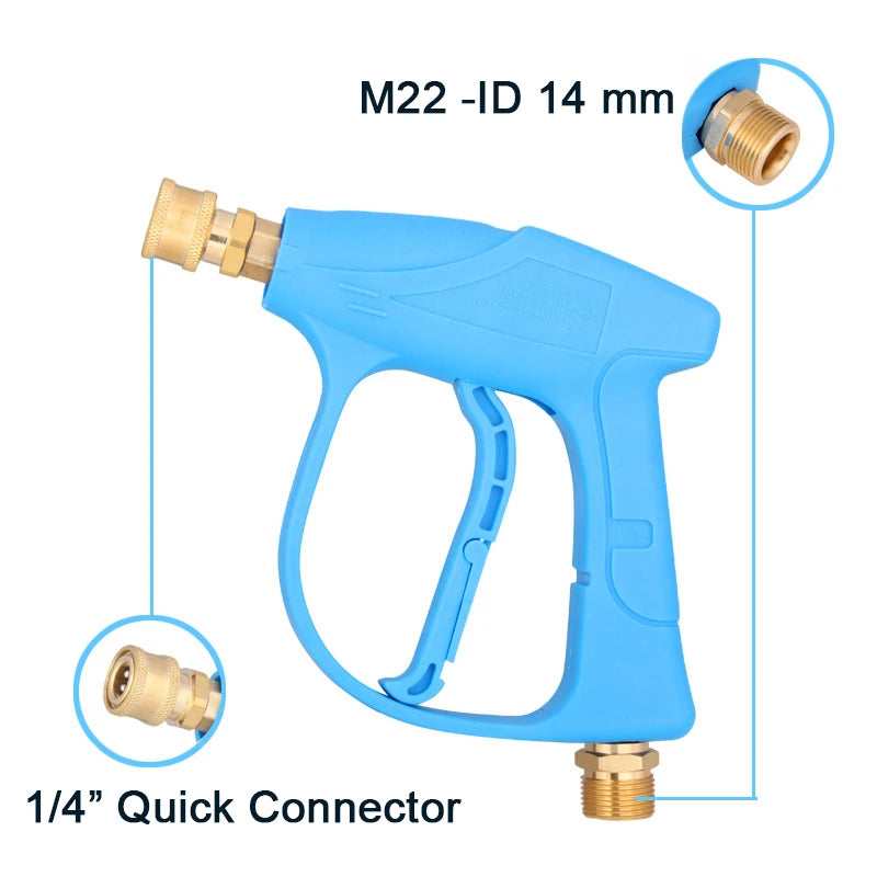 Blue 1/4" Quick Connect Pressure Washer Gun - M22-14 Thread with Nozzles