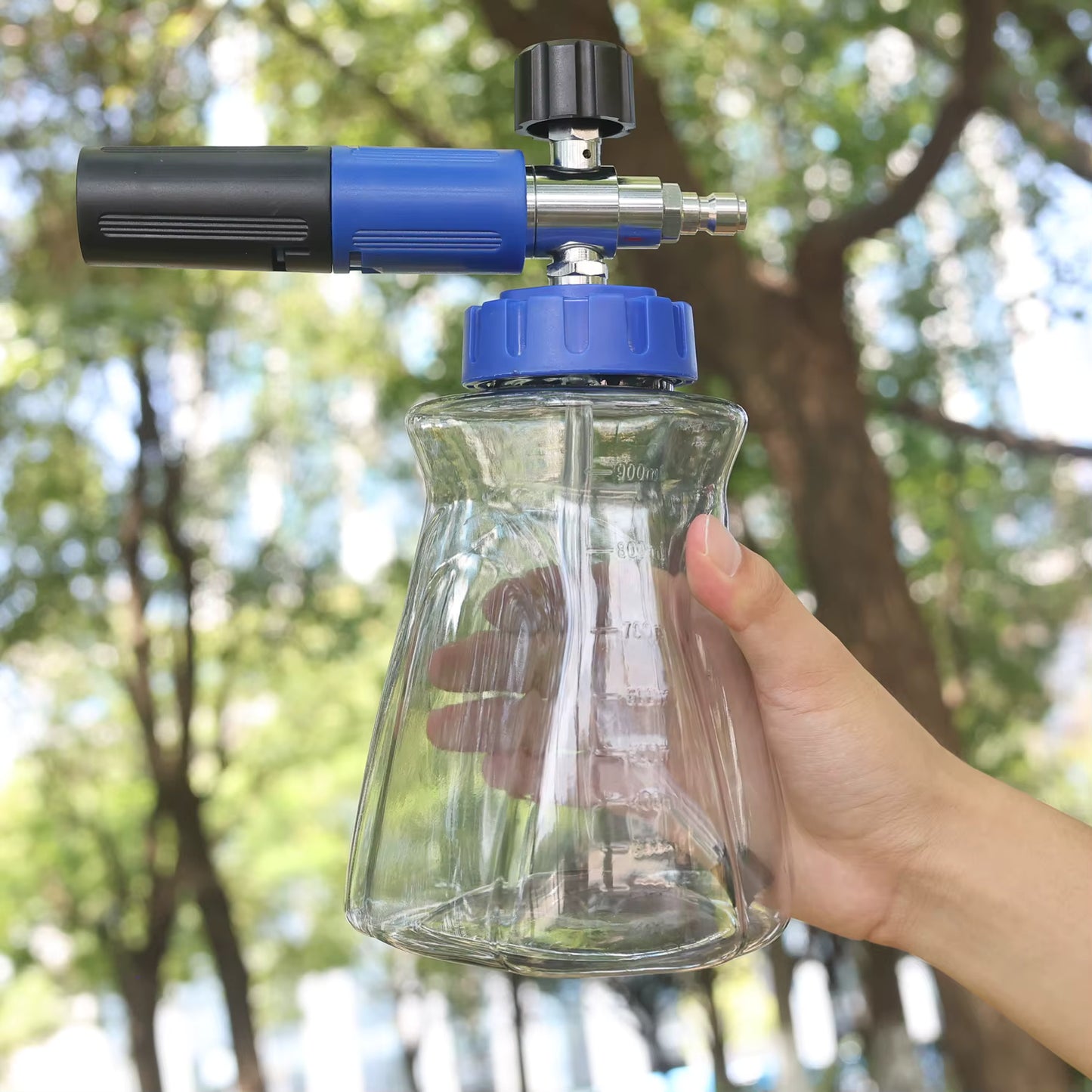 Crystal Blue Stainless Steel Pro Shorty 360° Swivel Pressure Washer Sprayer & Foam Cannon Combo