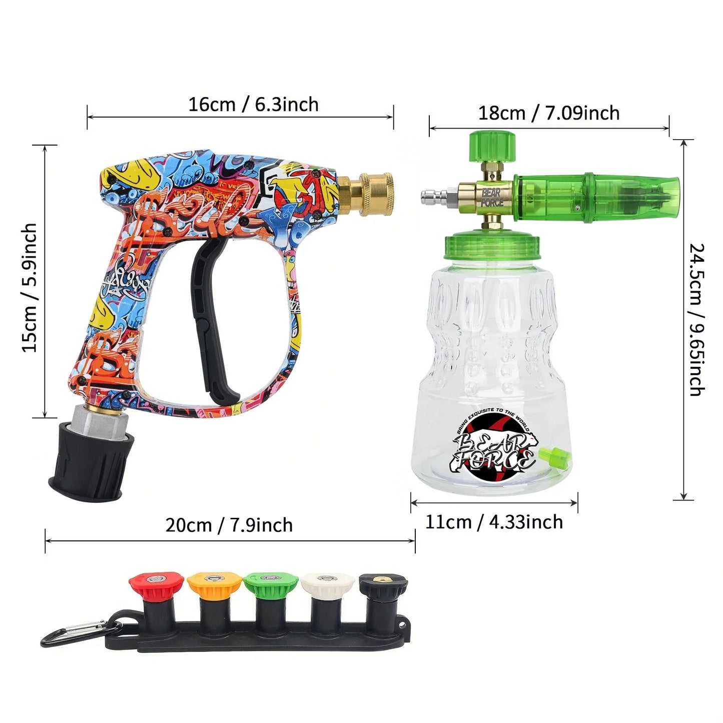 Green Foam Cannon + Graffiti Stubby Sprayer Pistol Combo