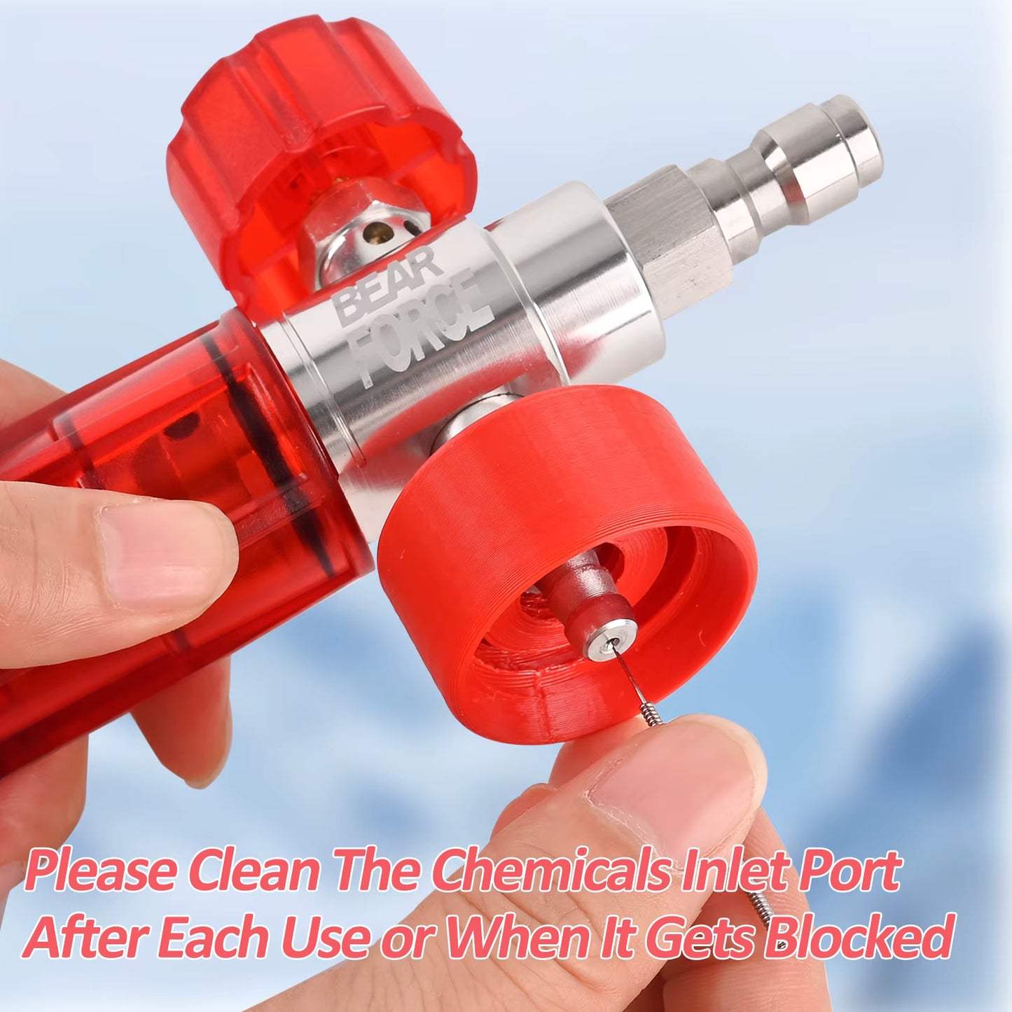 Red BEAR FORCE™ Adjustable Mini Foam Cannon | No-Dilution Foamer for Pressure Washers