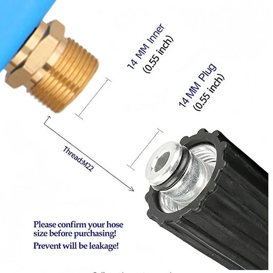 Blue 1/4" Quick Connect Pressure Washer Gun - M22-14 Thread with Nozzles
