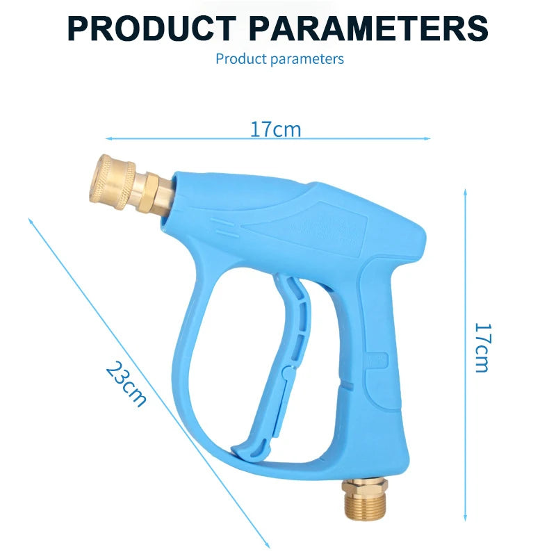 Blue 1/4" Quick Connect Pressure Washer Gun - M22-14 Thread with Nozzles
