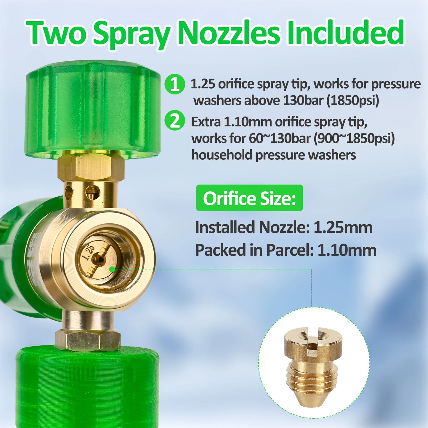 Green BEAR FORCE™ Adjustable Mini Foam Cannon | No-Dilution Foamer for Pressure Washers