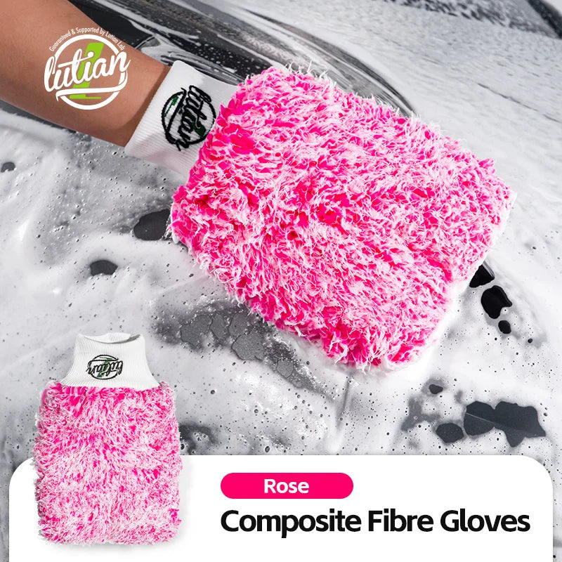 Pink Composite Microfiber Car Wash Glove