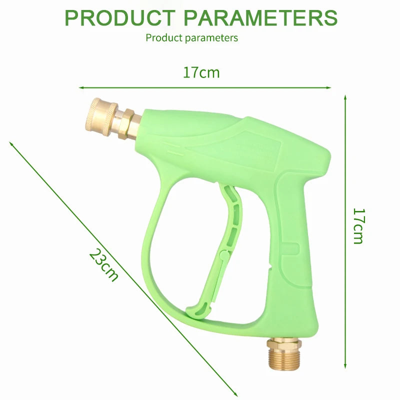 Green 1/4" Quick Connect Pressure Washer Gun - M22-14 Thread with Nozzles