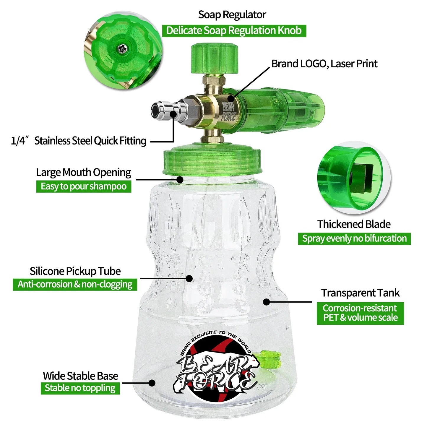 Green Foam Cannon + Graffiti Stubby Sprayer Pistol Combo