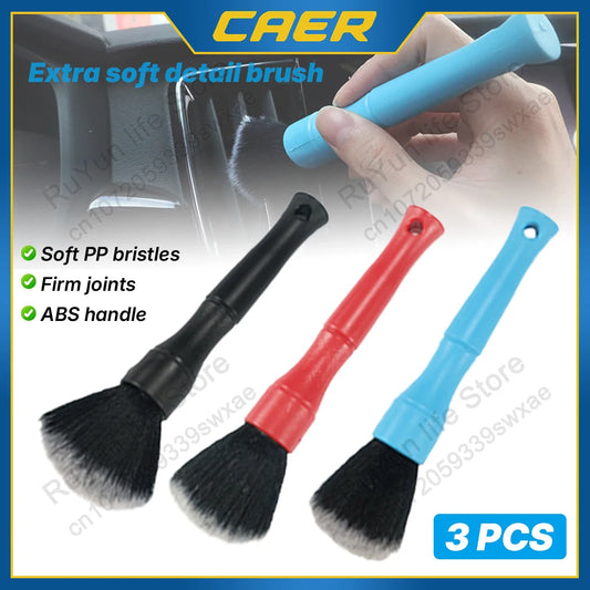 3pcs Soft Bristle Car Detailing Brush Set