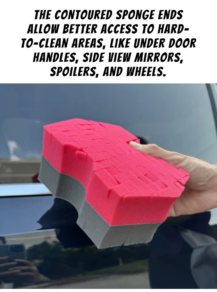 Big Grid 2.0 Double Side Cross-Cut Sponge - Better Grip and Access Tight Spaces for Rinse-less Car Wash