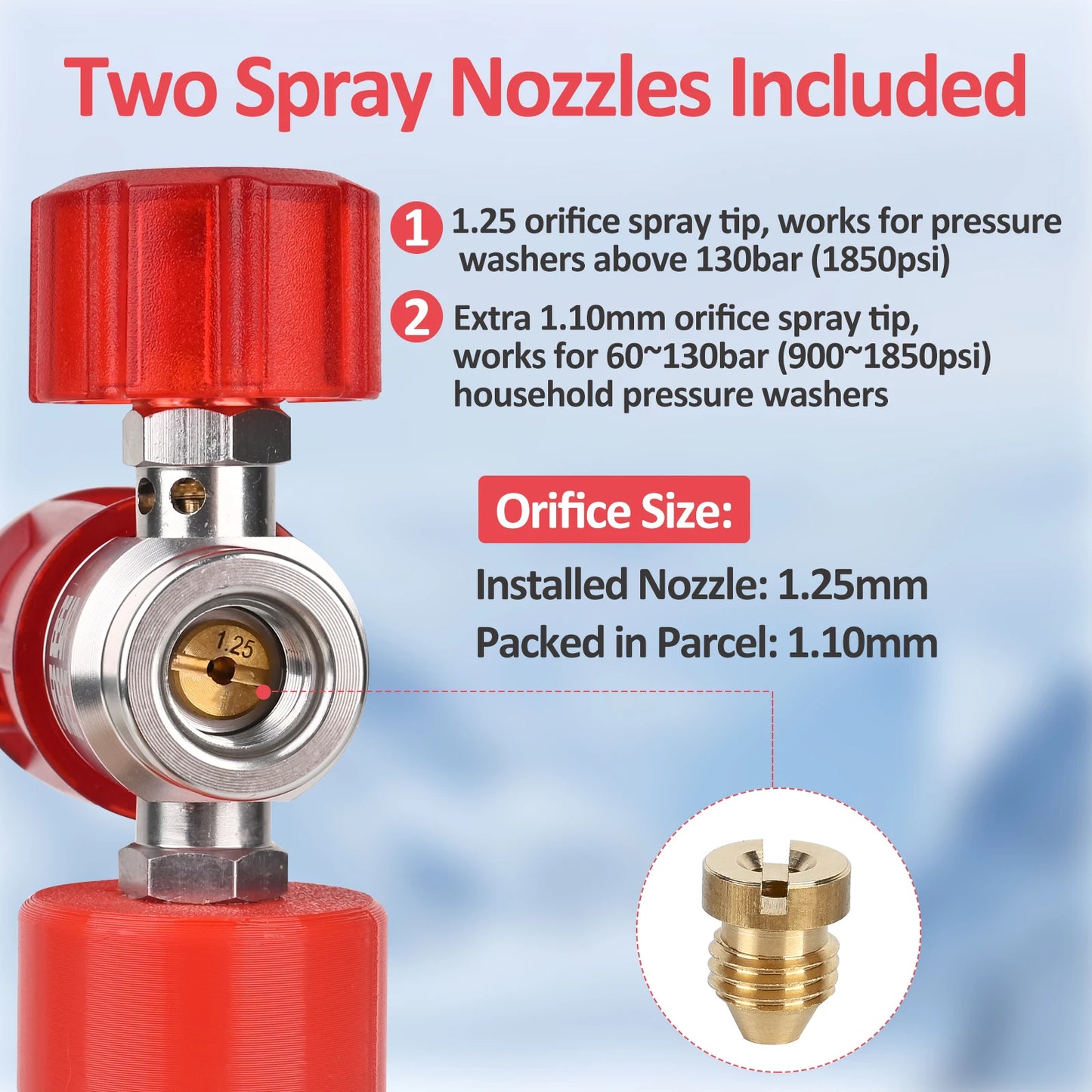 Red BEAR FORCE™ Adjustable Mini Foam Cannon | No-Dilution Foamer for Pressure Washers