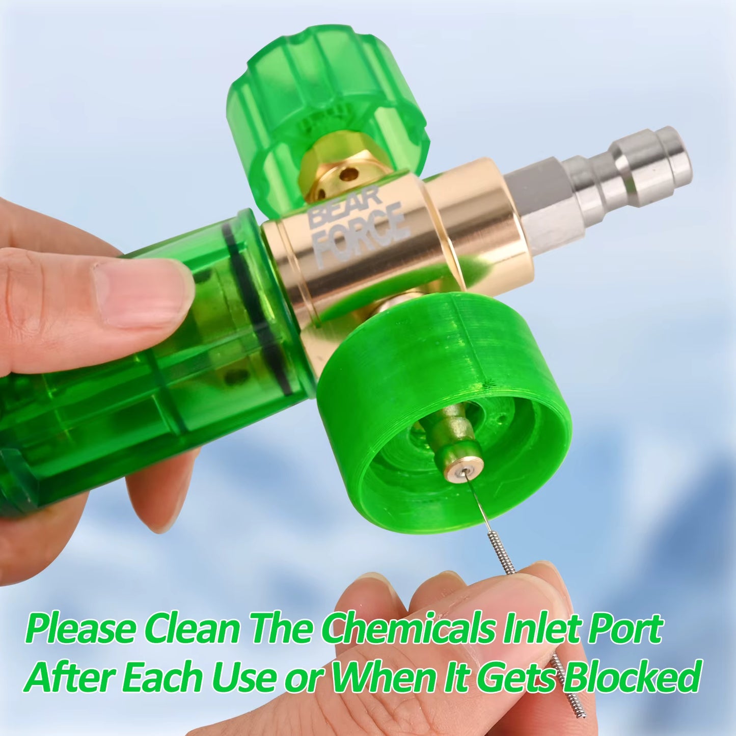 Green BEAR FORCE™ Adjustable Mini Foam Cannon | No-Dilution Foamer for Pressure Washers