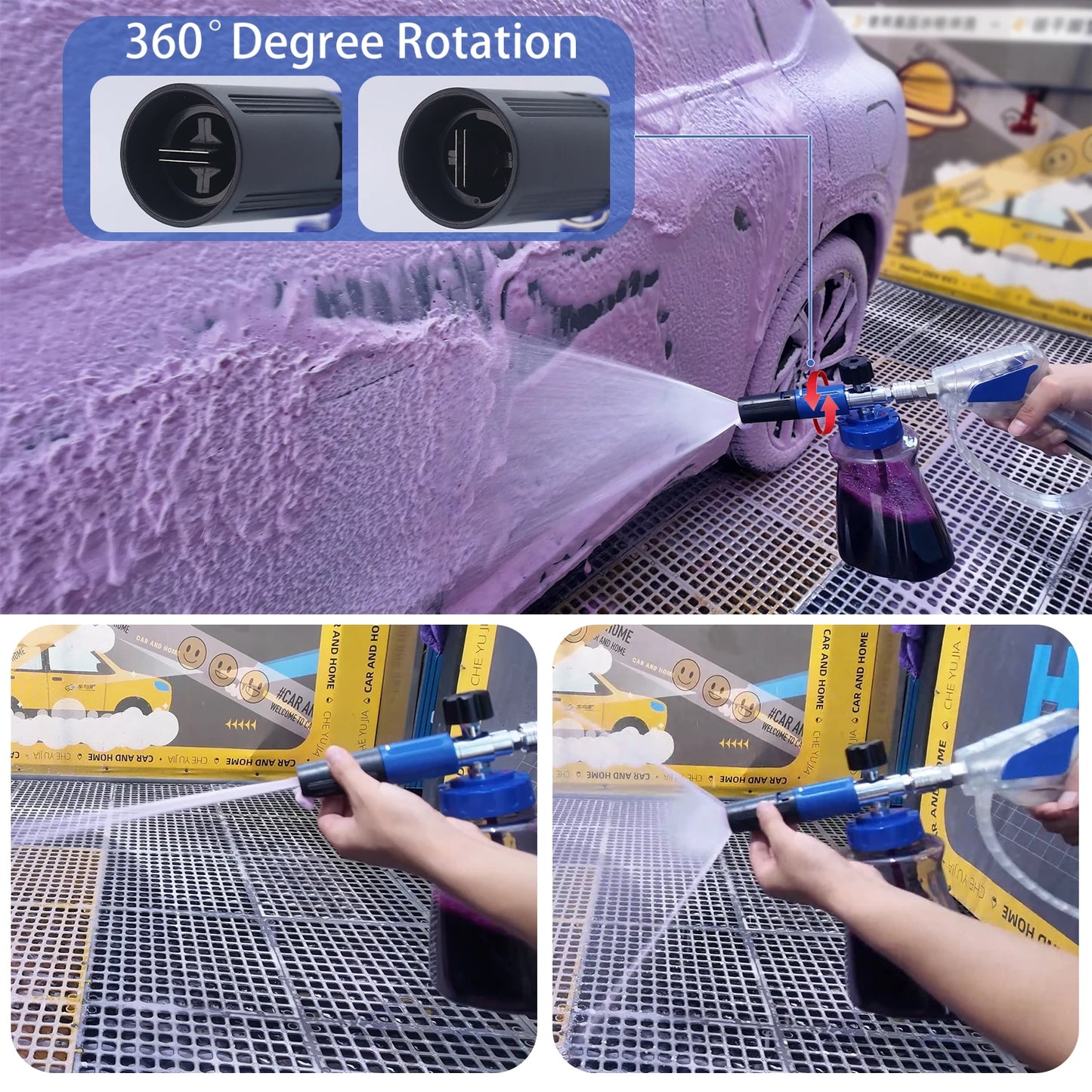 Crystal Blue Stainless Steel Pro Shorty 360° Swivel Pressure Washer Sprayer & Foam Cannon Combo