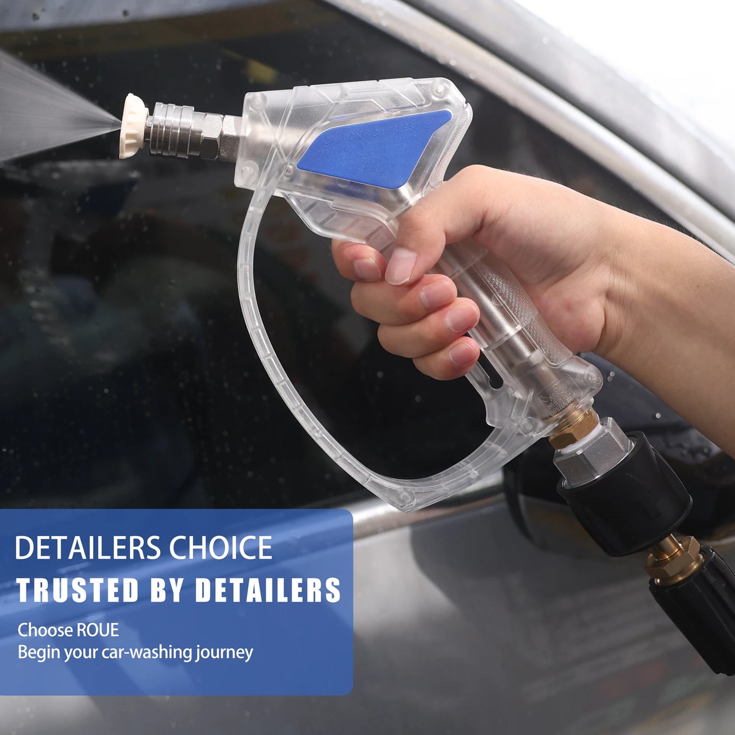 Crystal Blue Stainless Steel Pro Shorty 360° Swivel Pressure Washer Sprayer & Foam Cannon Combo