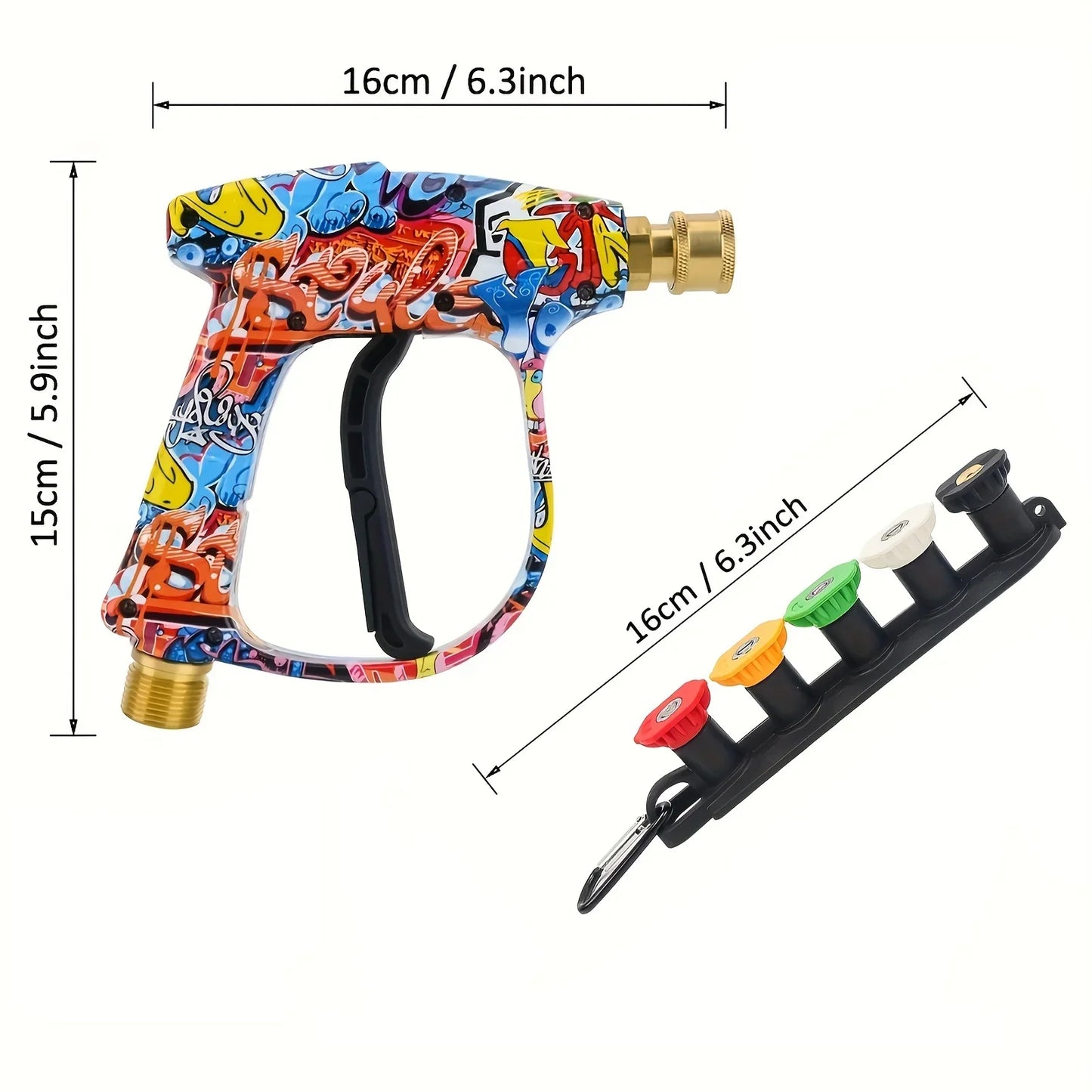 4350PSI High-Pressure Water Spray Gun, Graffiti Design, 1L Foam Cannon Combo, 1/4" Quick Nozzle Set with Rubber Base