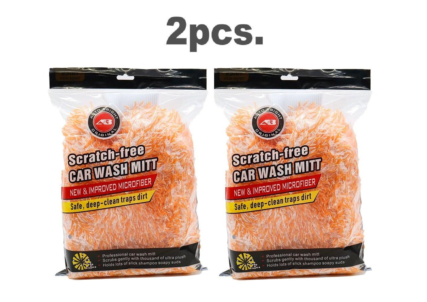 AUTOBRIGHT Orange Car Wash Glove Cleaning Mitt Thick Microfiber High Quality ShineShop.xyz.