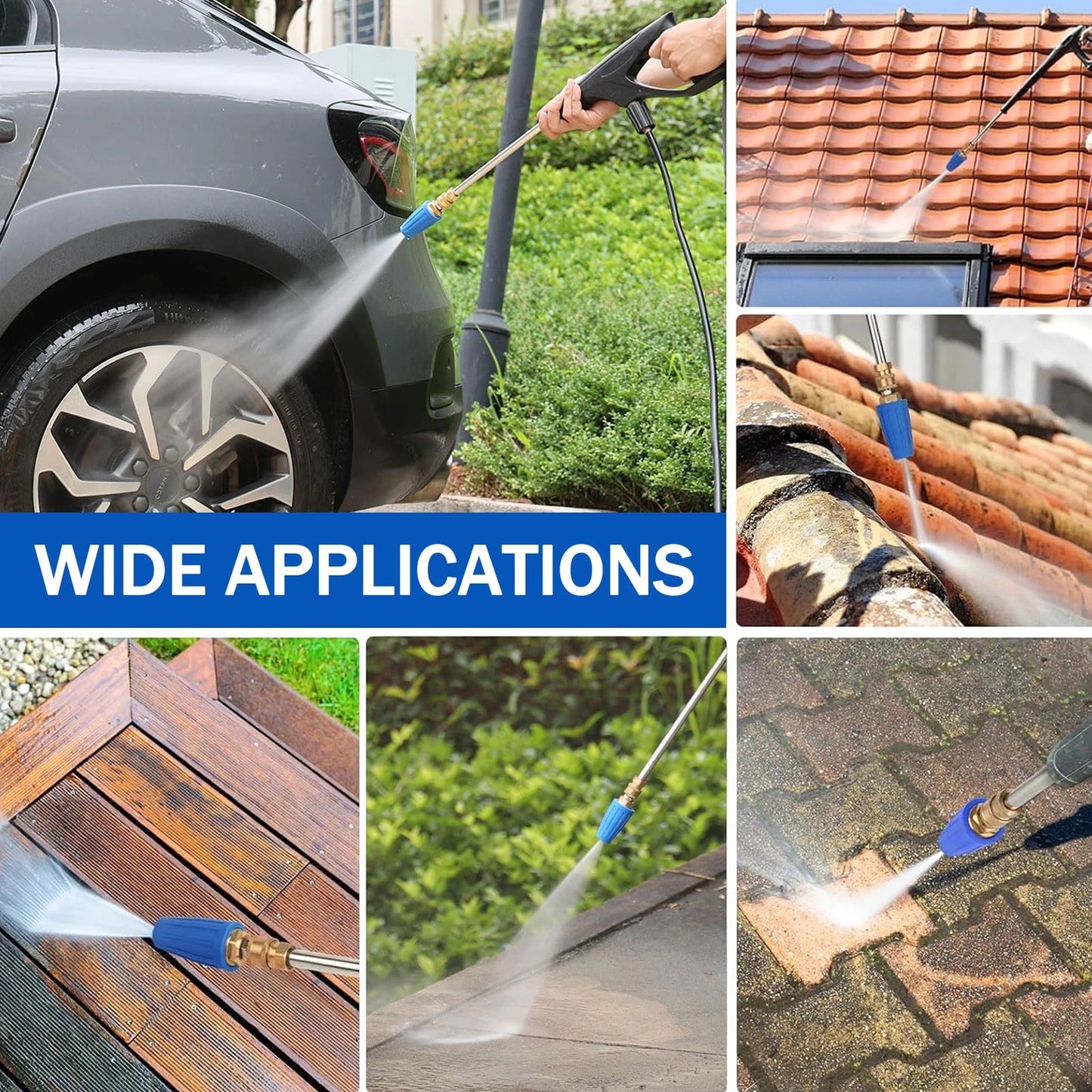 Blue Pressure Washer Turbo Nozzle, 360° Rotating 3000 PSI with 1/4" Quick Connector ShineShop.xyz.