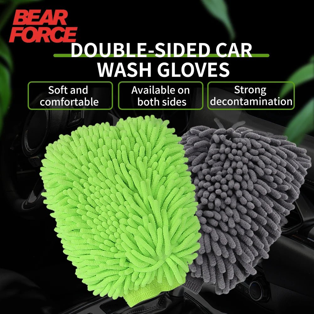 Car Wash Mitts - Chenille Plush Gloves - Thick Premium - SHINE SHOP