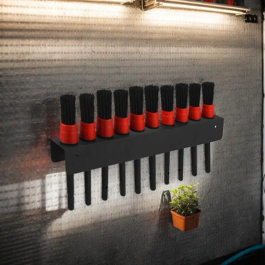 Detailing Brush Holder - 10 Holes Steel Car Cleaning Wall Mounted Organizer Tool Storage Rack ShineShop.xyz.