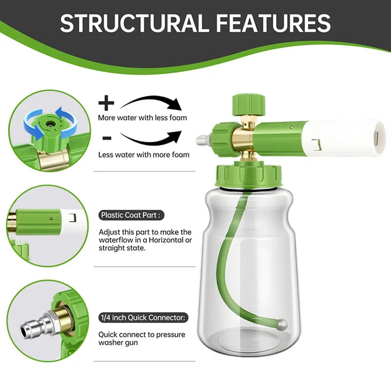 Car Foam Sprayer Adjustable Angle Resistant Durable Foam Generator Suitable for Car Motorcycle RV Exterior Cleaning Tools ShineShop.xyz.