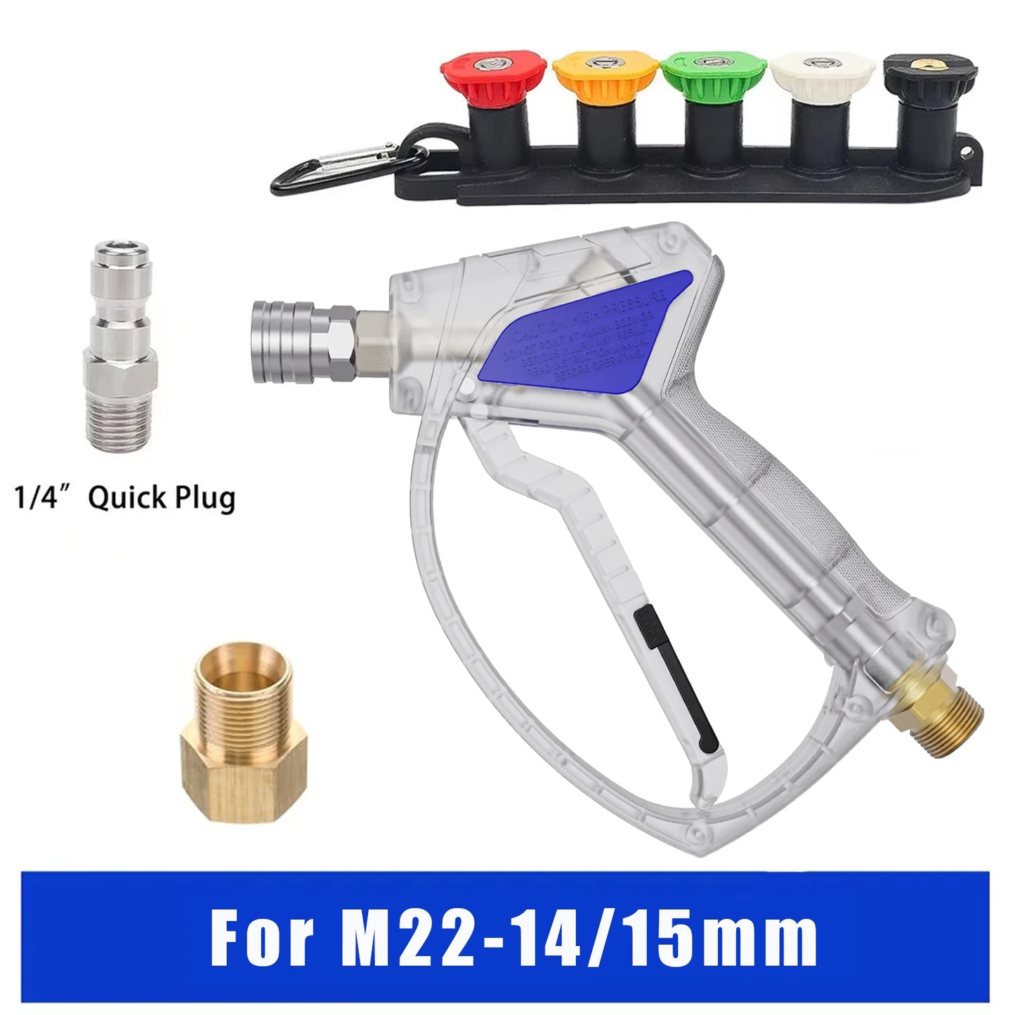Crystal Blue Stainless Steel Pro Shorty 360° Swivel Pressure Washer Sprayer & Foam Cannon Combo