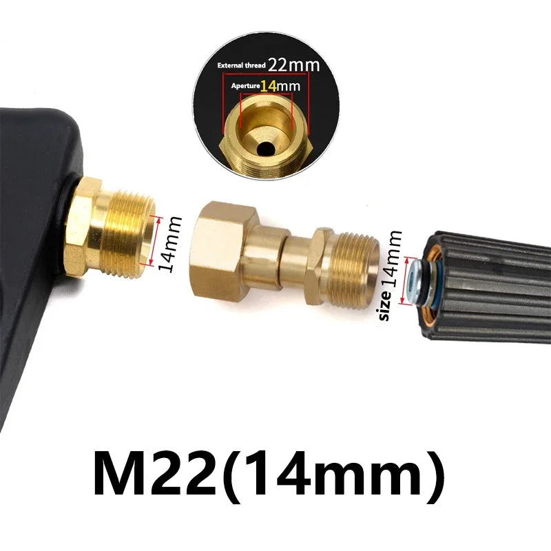 Pressure Washer Swivel Fitting Connector Joint, M22 14mm & 15mm Thread