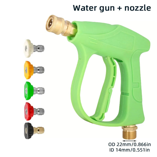 Green 1/4" Quick Connect Pressure Washer Gun - M22-14 Thread with Nozzles