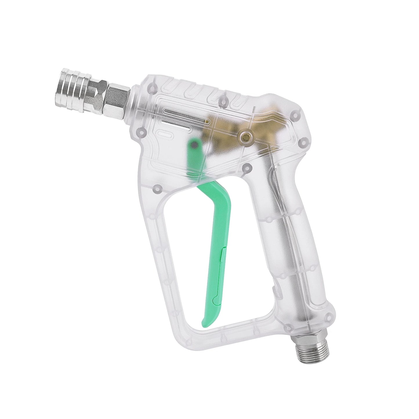 ALL-CLEAR Stubby Pistol Spray Gun - Transparent Clear with Green Trigger Accent - Convenient Pressure Washer Upgrade with 1/4" Quick Connector + 5 Spray Nozzle Tips Set
