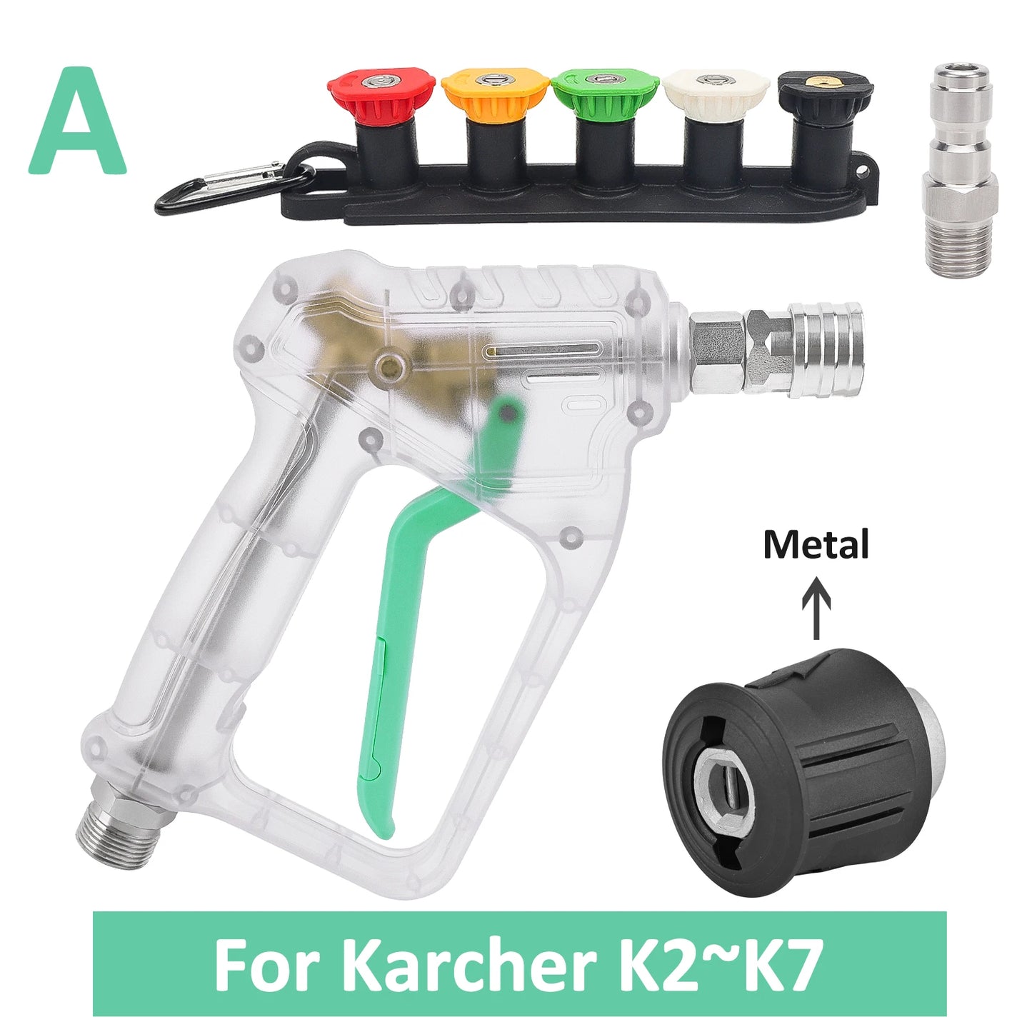 ALL-CLEAR Pressure Washer Stubby Pistol Sprayer by BearForce for Karcher Nilfisk Parkside Bosch Quick Connector Nozzles