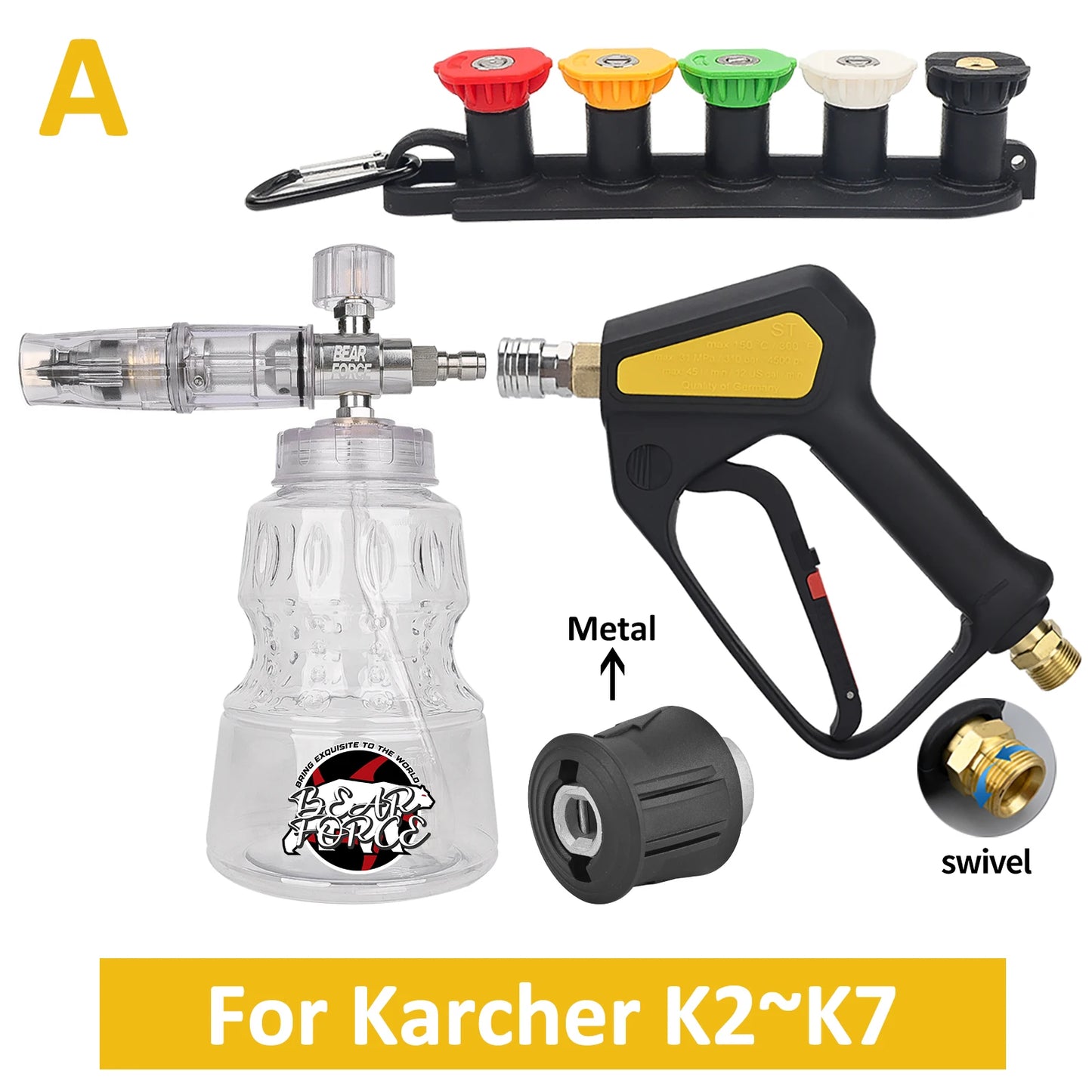 Pro Shorty 360° Swivel Pressure Washer Spray Lance & Foam Cannon Kit | M22-14mm Inlet