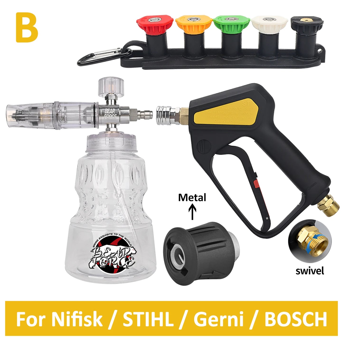 Pro Shorty 360° Swivel Pressure Washer Spray Lance & Foam Cannon Kit | M22-14mm Inlet