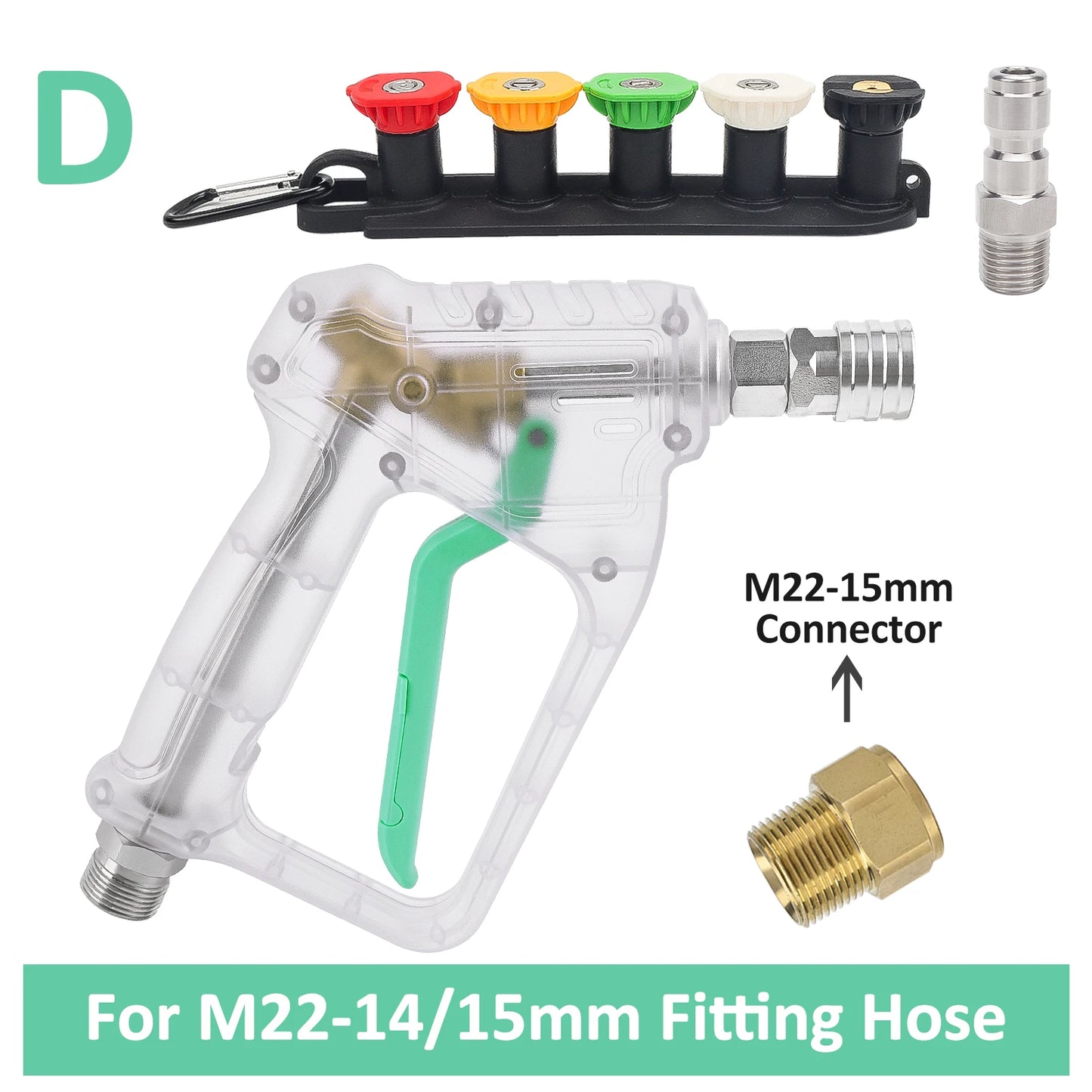 ALL-CLEAR Pressure Washer Stubby Pistol Sprayer by BearForce for Karcher Nilfisk Parkside Bosch Quick Connector Nozzles
