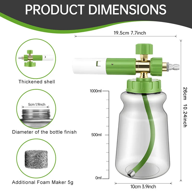 Car Foam Sprayer Adjustable Angle Resistant Durable Foam Generator Suitable for Car Motorcycle RV Exterior Cleaning Tools ShineShop.xyz.
