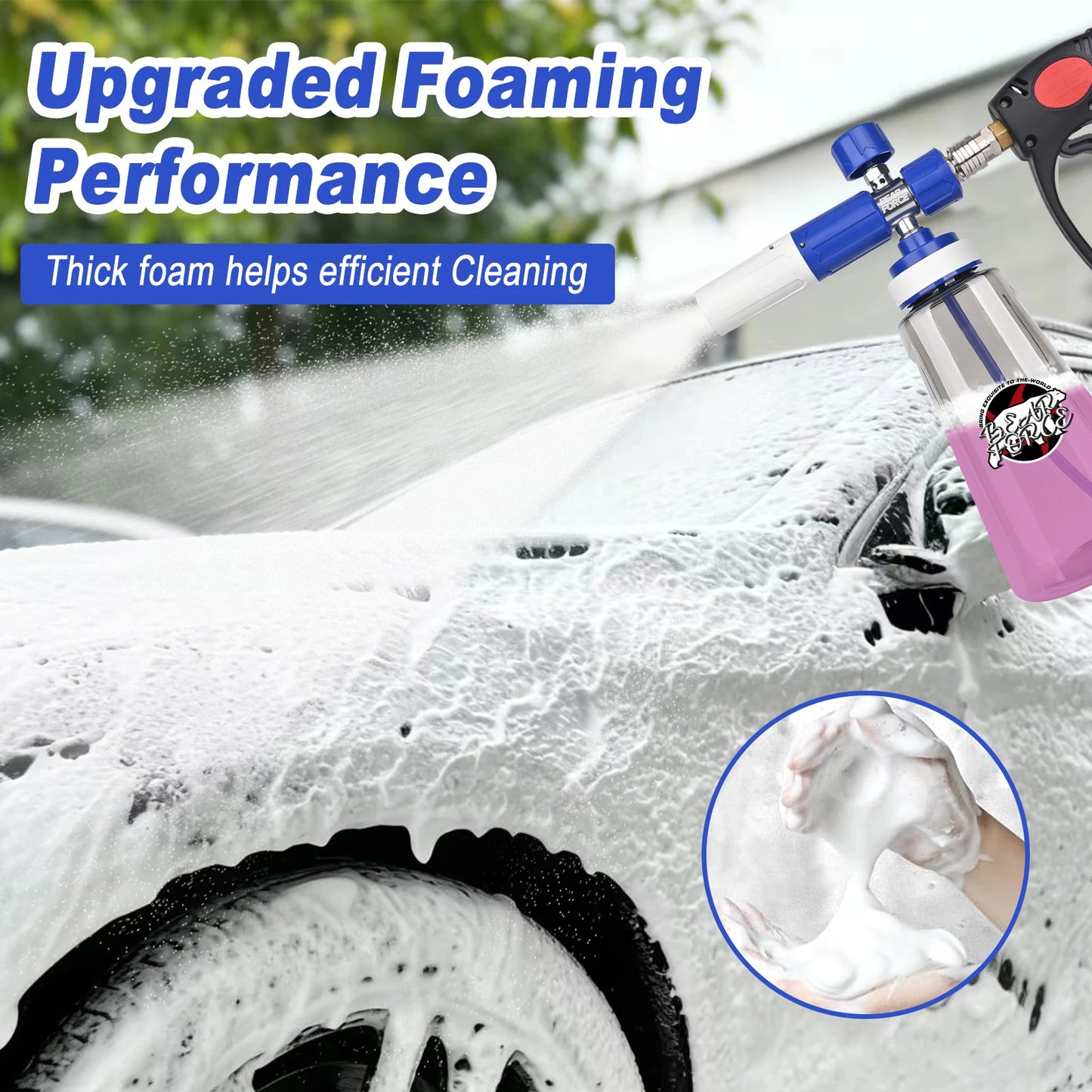 Blue Upgraded Pressure Washer Foam Cannon - 1/4” Quick Connect