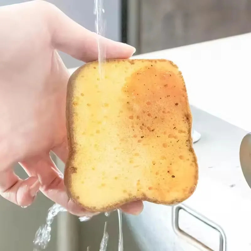 2pcs Cute Bread Shaped Kitchen Sponge Set - Toast Dishwashing Scrub Pads