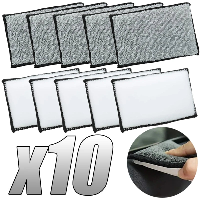 2-10Pcs Soft Scrub Double Sided Microfiber Sponge - Perfect for Car Interior Cleaning ShineShop.xyz.