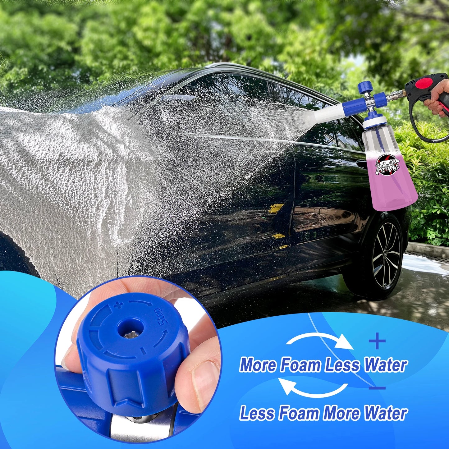 Blue Upgraded Pressure Washer Foam Cannon - 1/4” Quick Connect