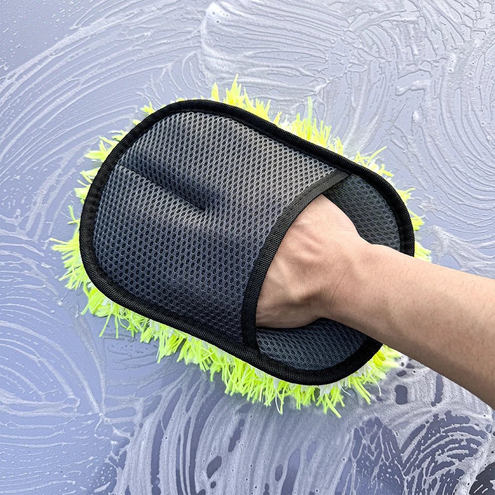 3pcs Microfiber Glove Set Non-Scratch Car Wash Mitt - Fluorescent Yellow ShineShop.xyz.