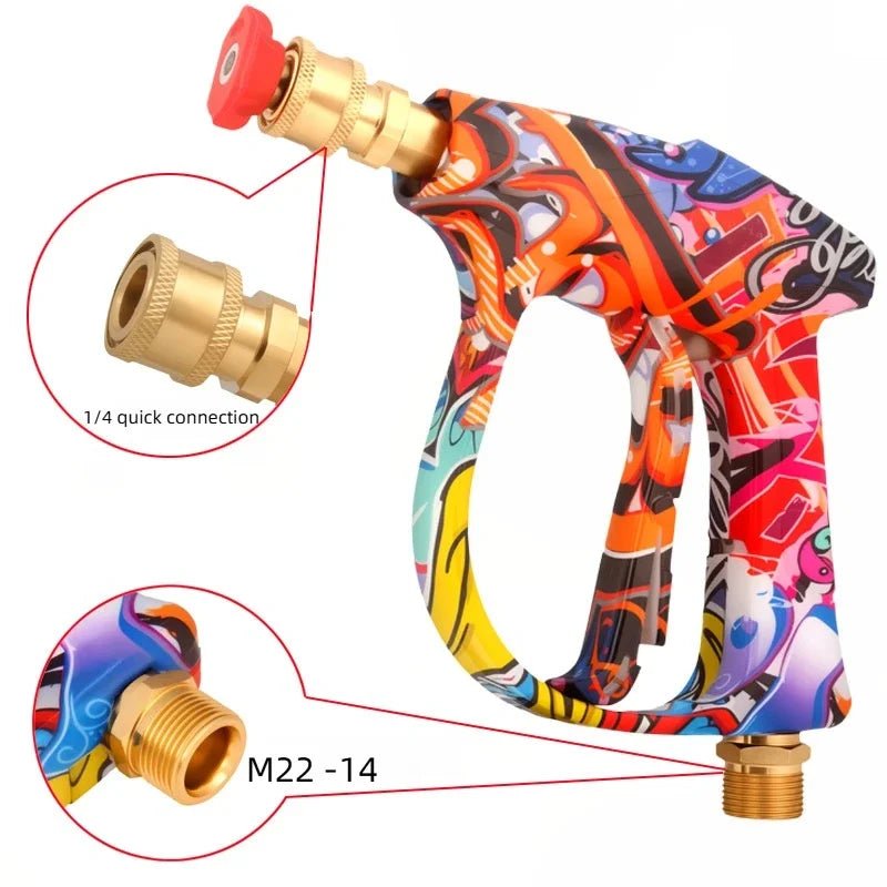 4350PSI High-Pressure Water Spray Gun, Graffiti Design, 1L Foam Cannon Combo, 1/4" Quick Nozzle Set with Rubber Base ShineShop.xyz.