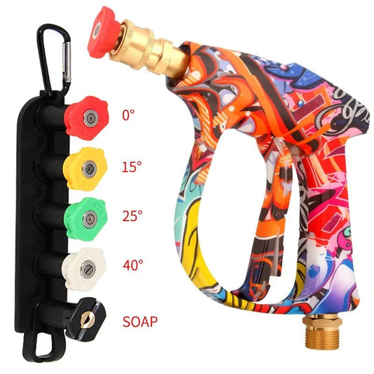 4350PSI High-Pressure Water Spray Gun, Graffiti Design, 1L Foam Cannon Combo, 1/4" Quick Nozzle Set with Rubber Base ShineShop.xyz.
