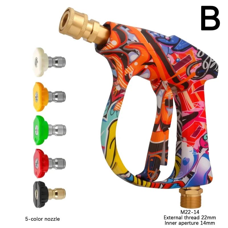 4350PSI High-Pressure Water Spray Gun, Graffiti Design, 1L Foam Cannon Combo, 1/4" Quick Nozzle Set with Rubber Base ShineShop.xyz.