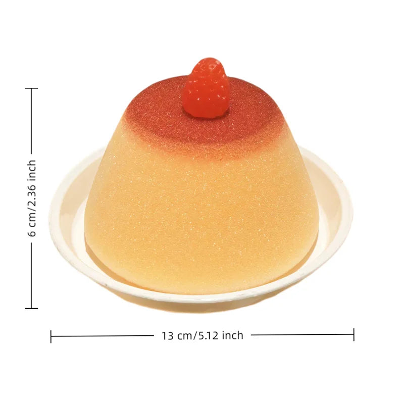 Cute Flan Custard Pudding Sponge Bath Balls for Wash and Scrub, comes with soap & tray