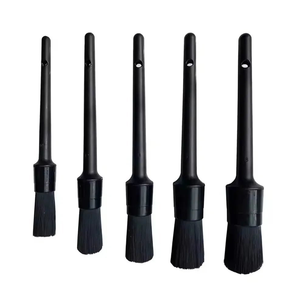5 Pack All Black Cleaning Detailing Brush Set ShineShop.xyz.