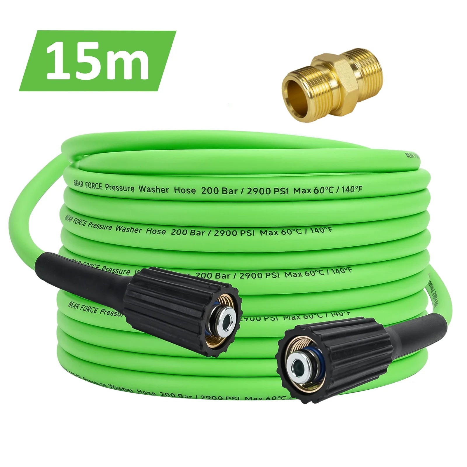 50ft Super Flexible Pressure Washer Hose 2900 PSI Kink Resistant - 1/4" M22 - SHINE SHOP