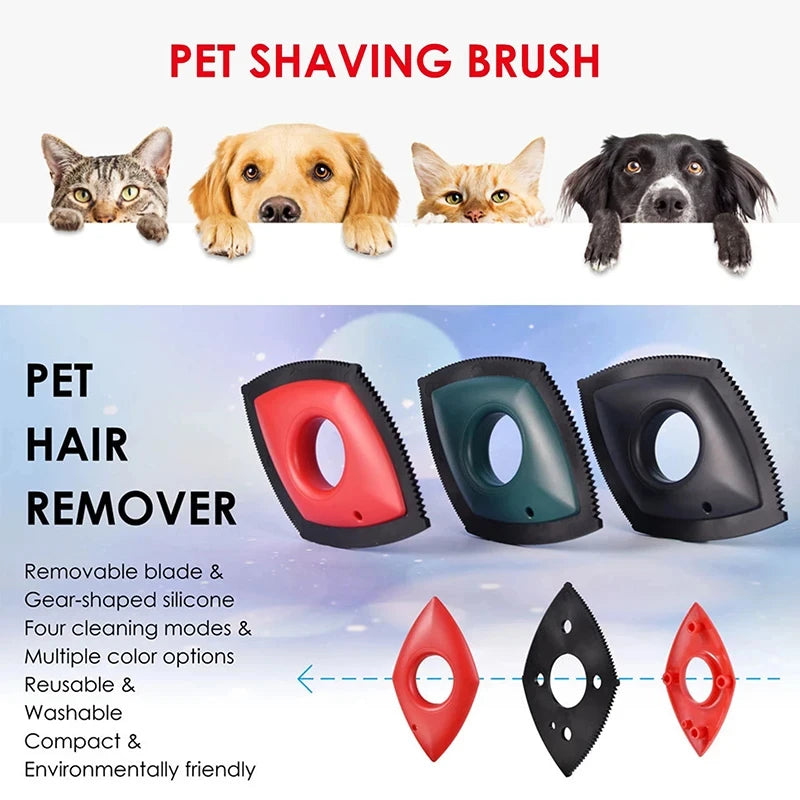 4 Sided Reusable Pet Hair Removal Tool Brush - Rubberized Diamond Comb